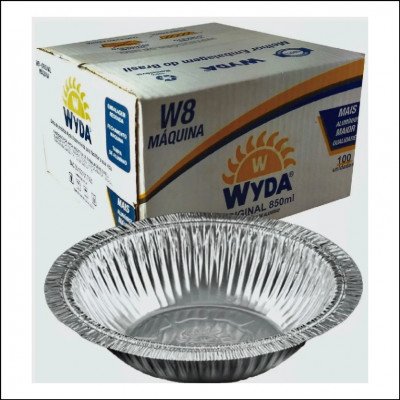 Marmitex de Alumínio Wyda Redonda 850ml com Tampa C/ 100 Un.