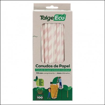 Canudos de Papel Talge Eco 100 Unidades