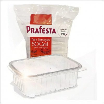 Pote Retangular PraFesta 500ml C/24 Un.