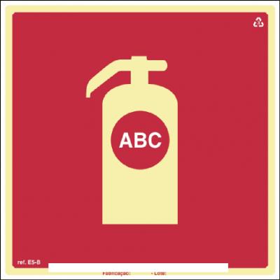 Placa de Sinalização E5-B - Extintor de Incêndio de Pó ABC