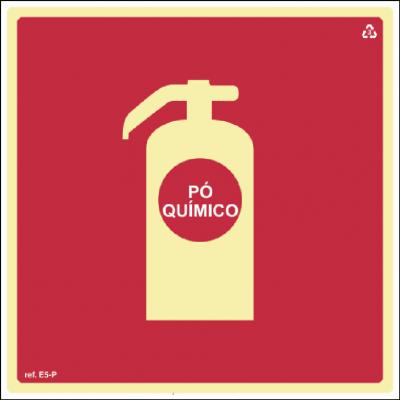 Placa de Sinalização E5-BC - Extintor de Incêndio de Pó Químico