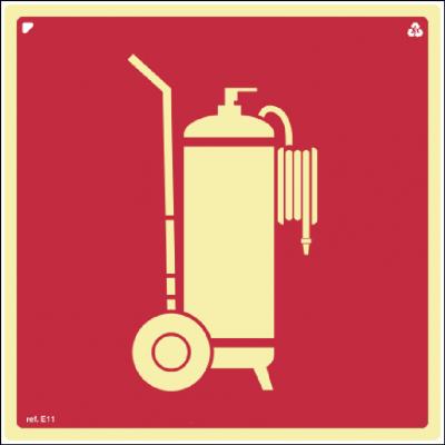 Placa de Sinalização E11 - Extintor Sobre Rodas