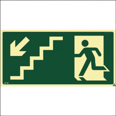 Placa de Sinalização S9 - Saída por Escada Descendo a Esquerda