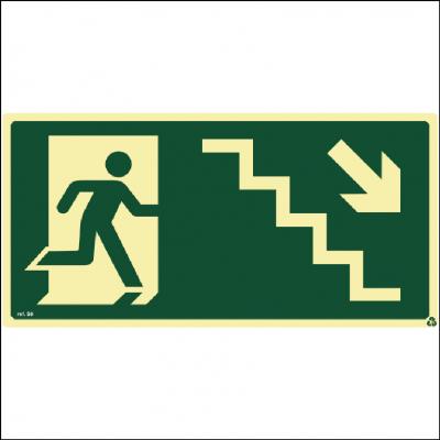 Placa de Sinalização S8 - Saída por Escada Descendo a Direita