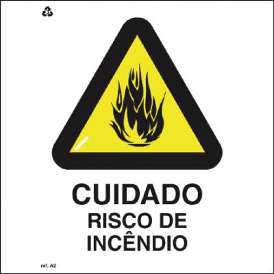 Placa de Sinalização A2 - Cuidado Risco de Incêndio