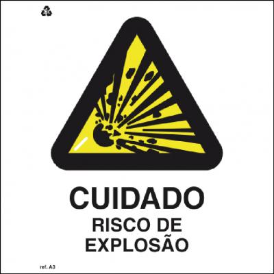 Placa de Sinalização A3 - Cuidado Risco de Explosão