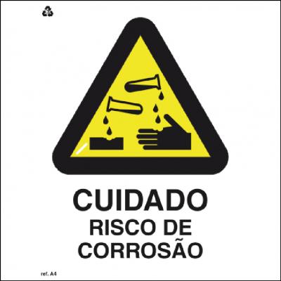 Placa de Sinalização A4 - Cuidado, Risco de Corrosão