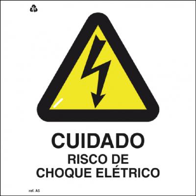 Placa de Sinalização A5 - Cuidado Risco de Choque Elétrico