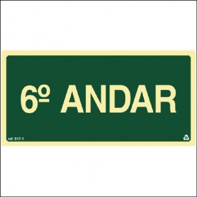Placa de Sinalização S17-6- 6 Andar