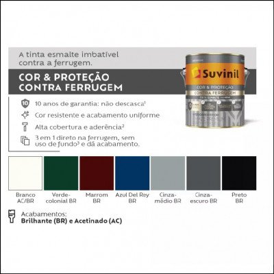 Tinta Esmalte Contra Ferrugem 3,6L Suvinil - imagem 1