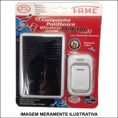 Campainha Polifônica Wireless Digital Bivolt com Controle Remoto Fame