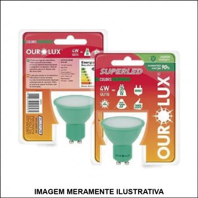 Lampada Ourolux Super Led Dicroica 4w Color Verde Bivolt