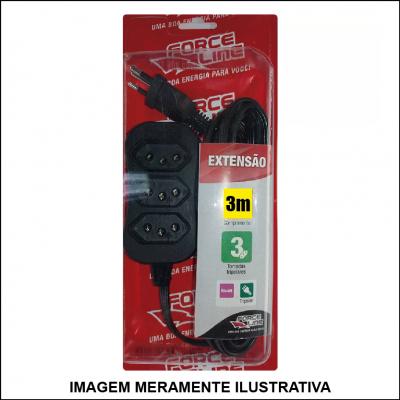 Extensão Elétrica 3 Metros 3 tomadas Force-line